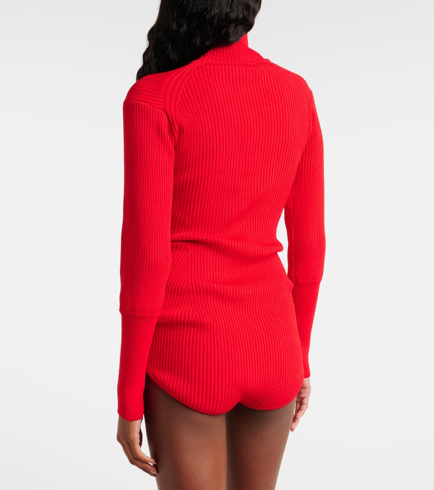 Ribbed-knit turtleneck bodysuit