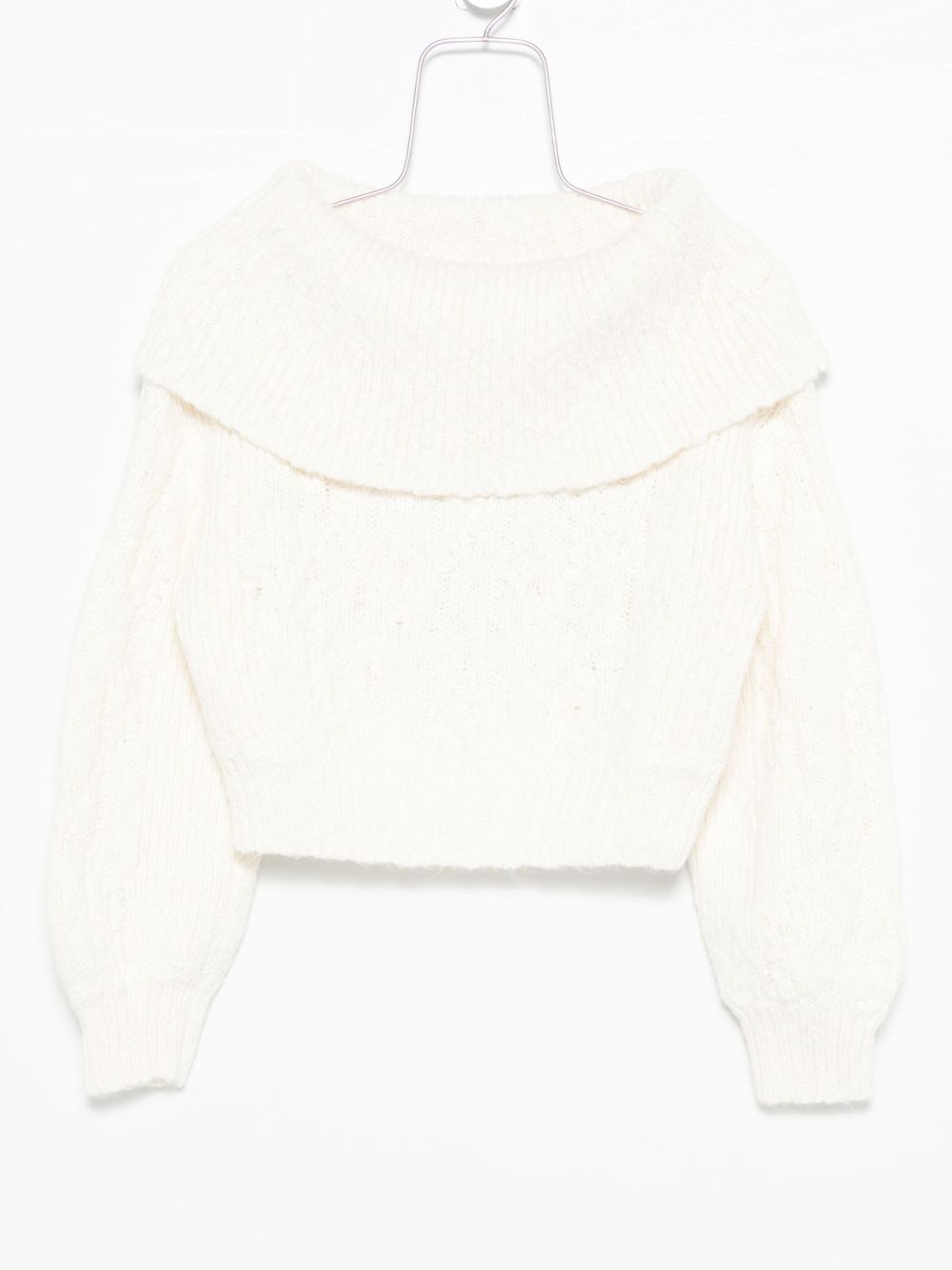 Boat-neck knitted jumper - White