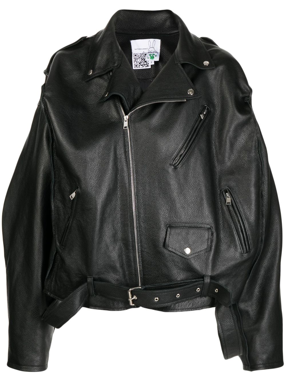 Zipped leather jacket - Black
