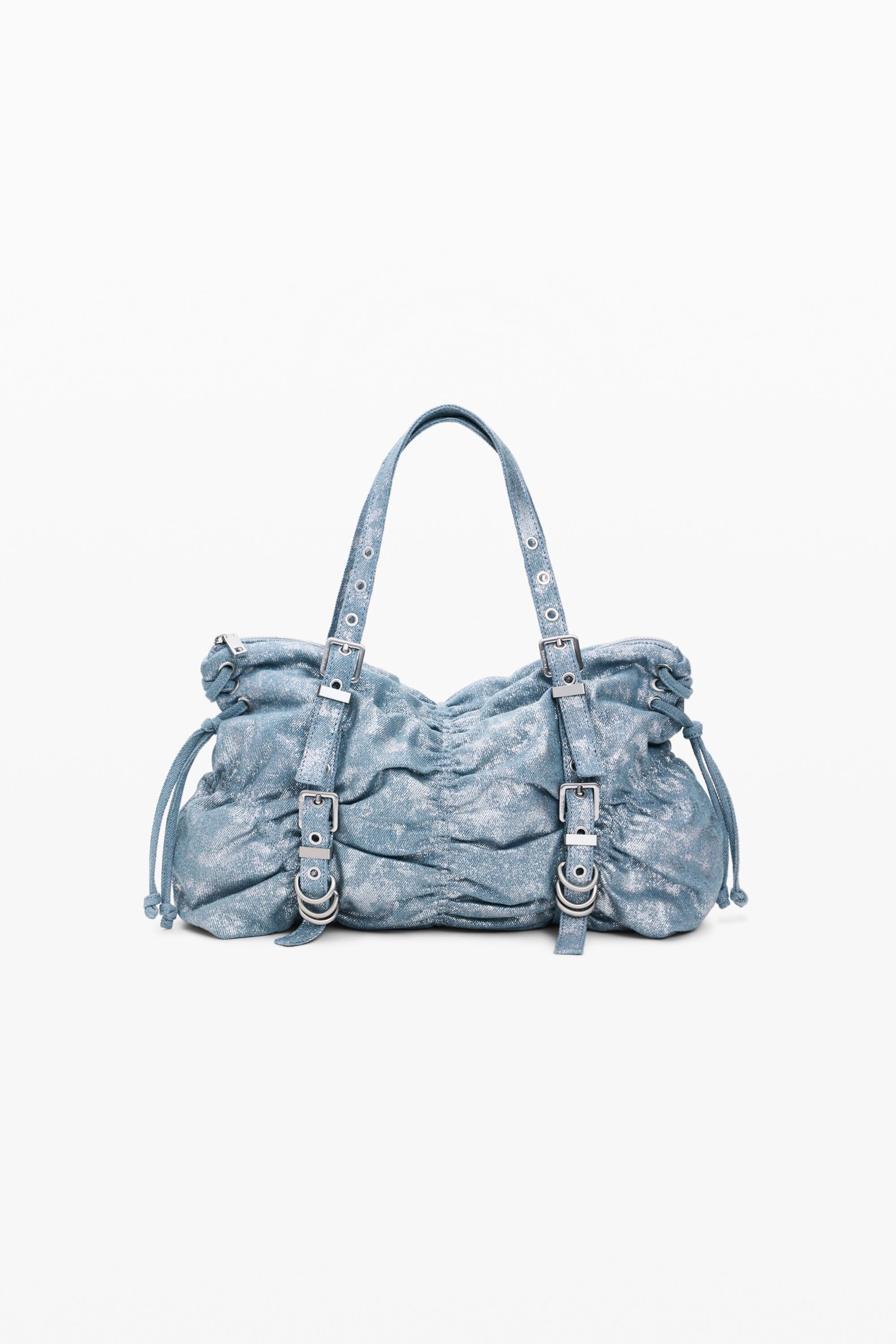 Ruched denim bag