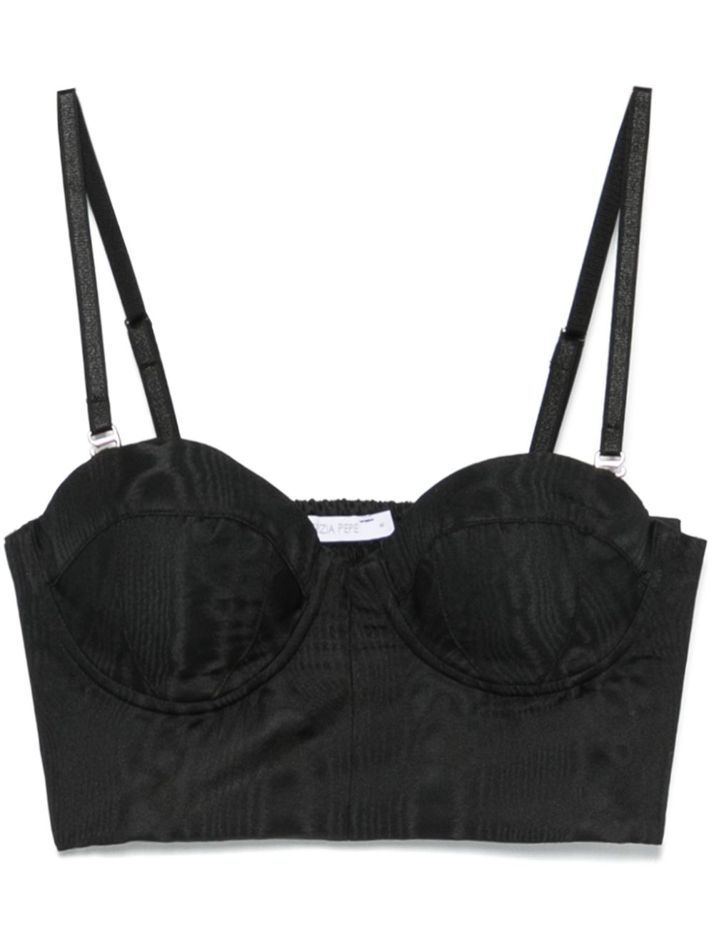 Patterned-jacquard bustier top - Black