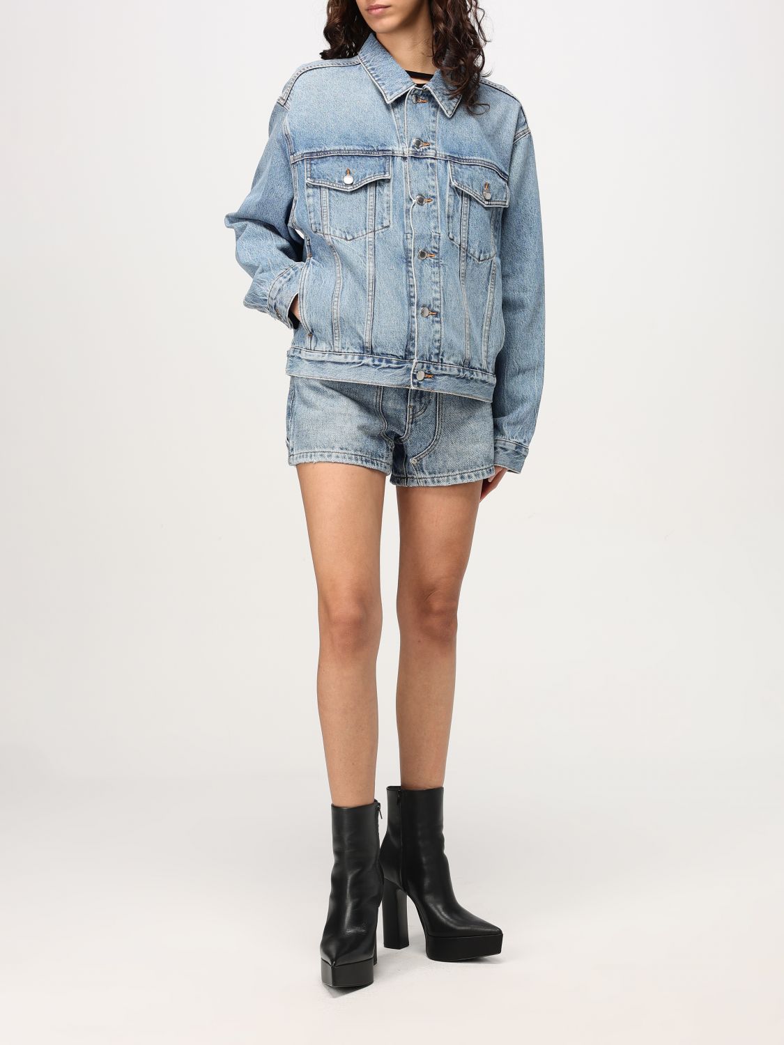 Crystal-pattern high-waisted shorts - Blue