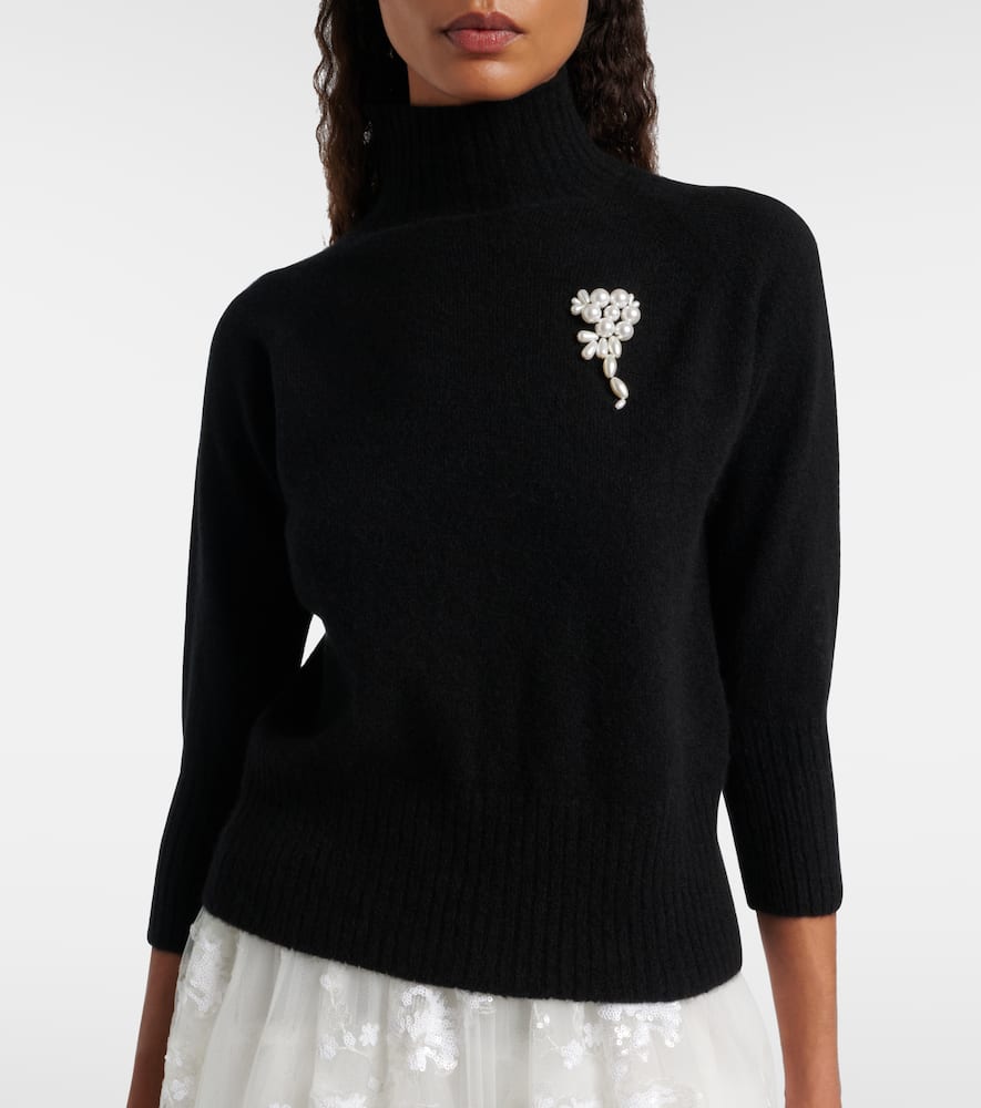 Embellished cashmere turtleneck sweater