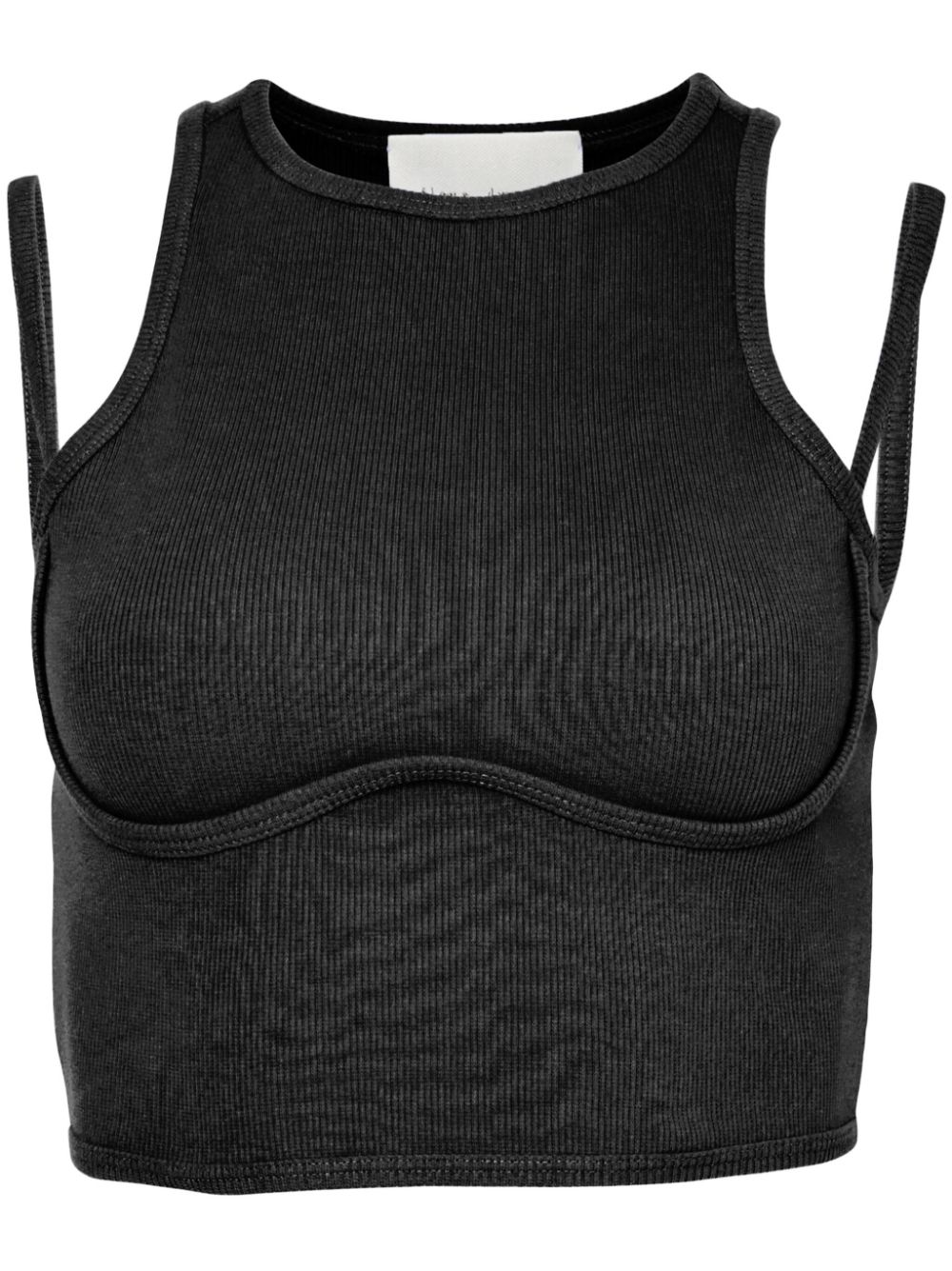 Cut-out ribbed crop top - Black