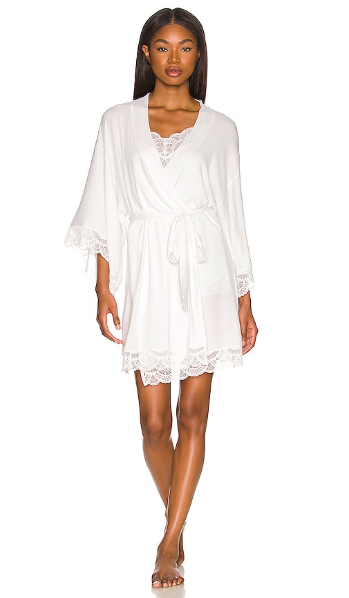 Eberjey Mariana The Mademoiselle Kimono Robe in White. -  XL also in L