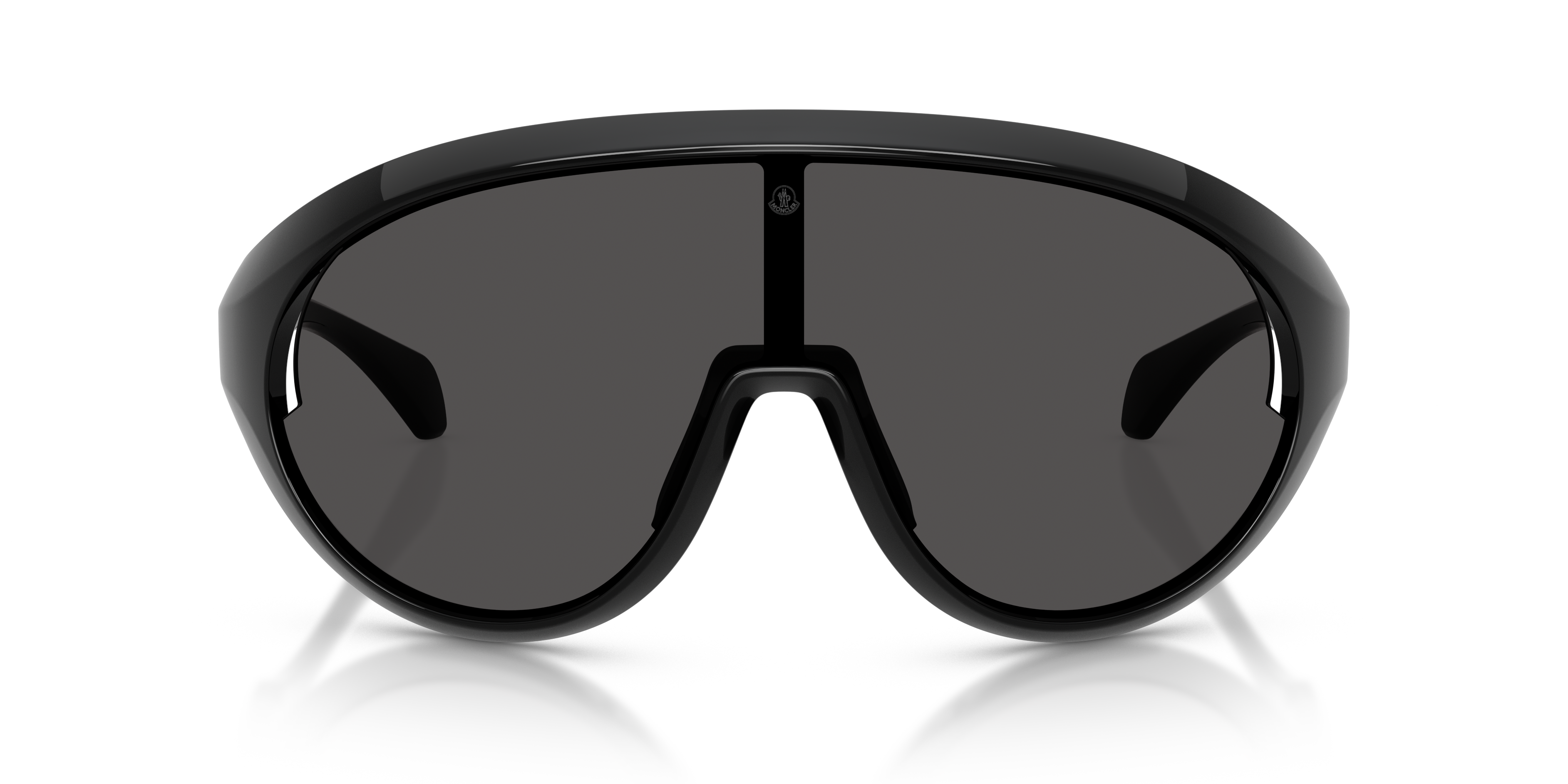 Moncler Uniseks Moncler ME8010 CONTRAST 500187 Zonnebrillen Geïnjecteerd Zwart Grijs Rotonde Normaa