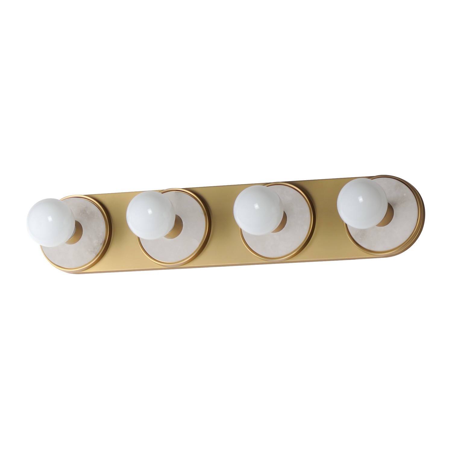 Hollywood 4-Light LED Wall Sconce in Whit Alabaster with Natural Aged Bra