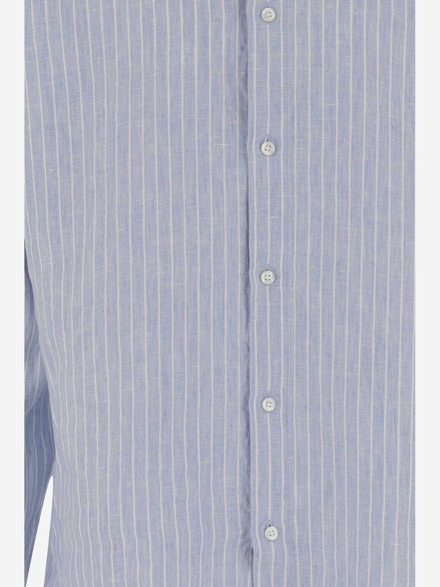 Linen Striped Shirt — Blue
