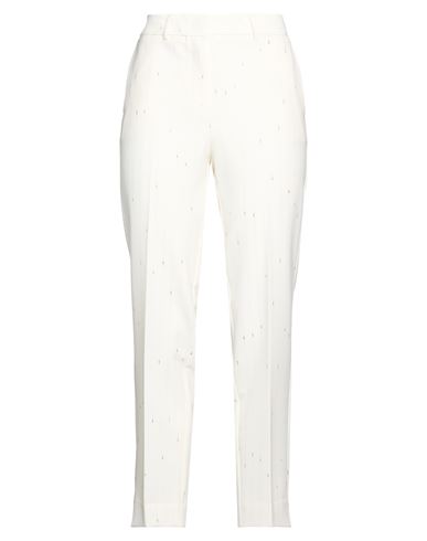 Woman Pants White Size 10 Polyester, Virgin Wool, Elastane