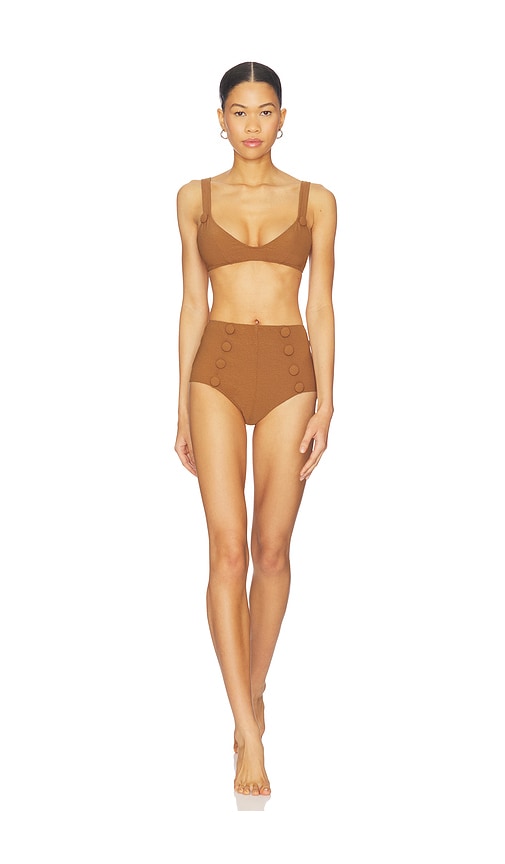 Lisa Marie Fernandez Magdalena High Waist Bikini Set in Tan. - M also in L