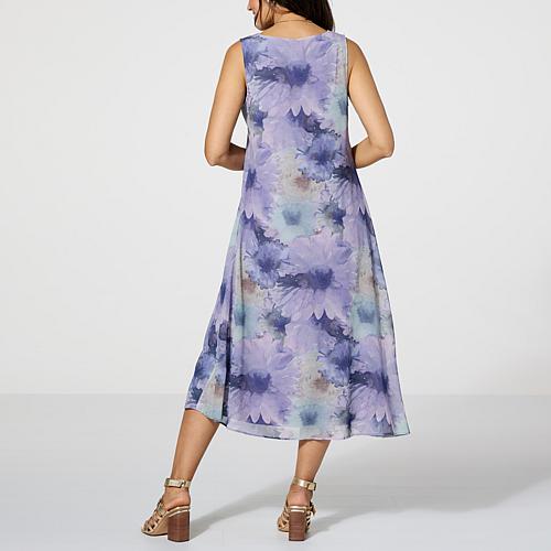 WynneLayers Chiffon Double Layer Tank Dress - Painted Print