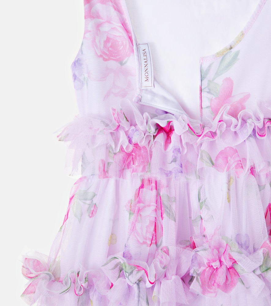 Floral ruffled tulle dress