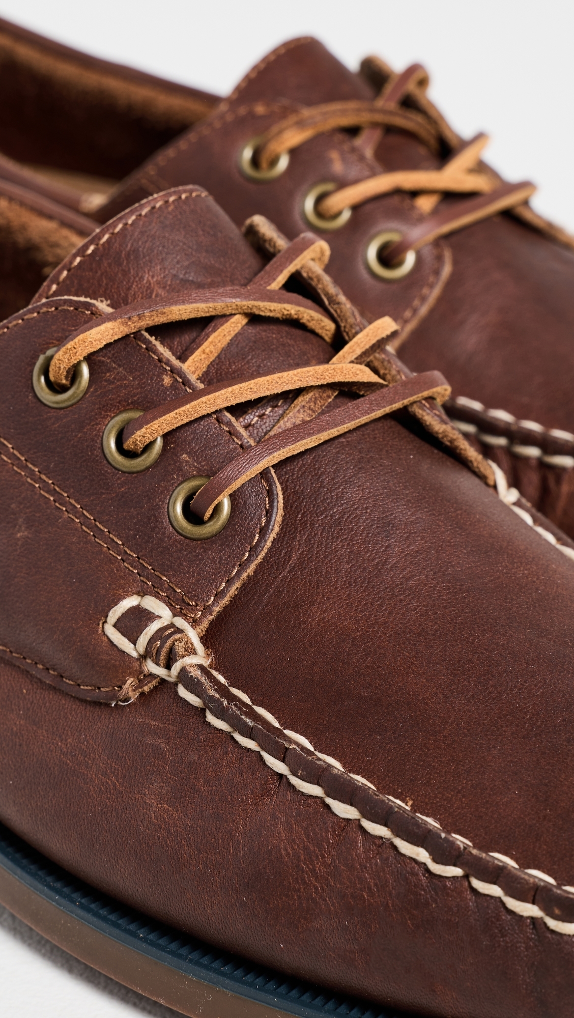 Bienne Tumbled Leather Boat Shoes Tan