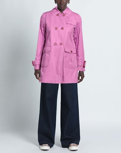 Woman Overcoat & Trench Coat Fuchsia Size 10 Cotton, Polyester