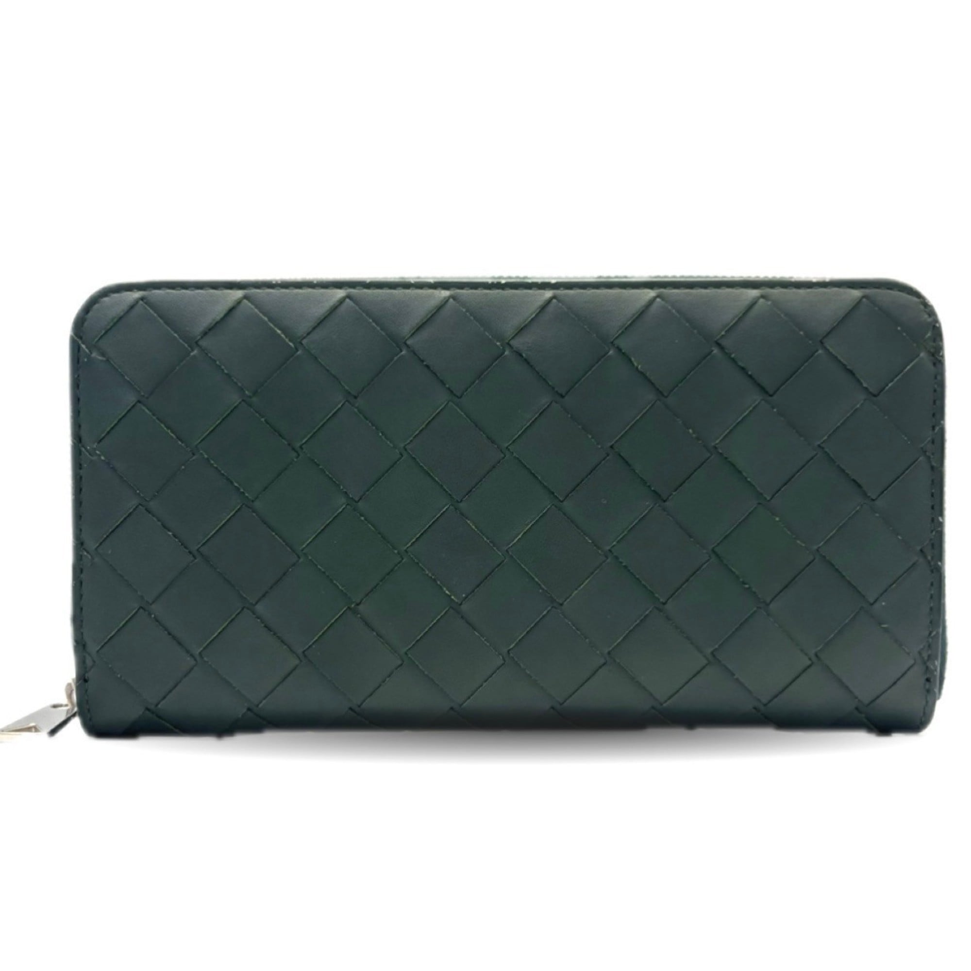 Bottega Veneta Green Leather Long Wallet Bi-Fold Pre-Owned