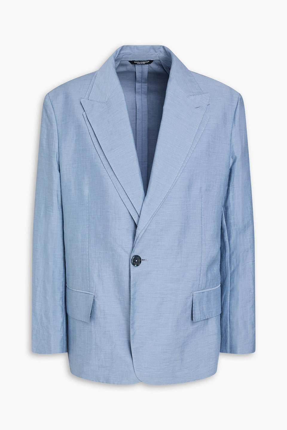 Double-breasted linen-blend blazer - Blue - IT 44