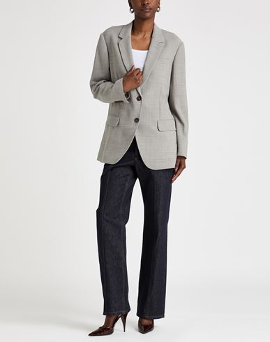 Woman Blazer Grey Size 10 Virgin Wool, Brass