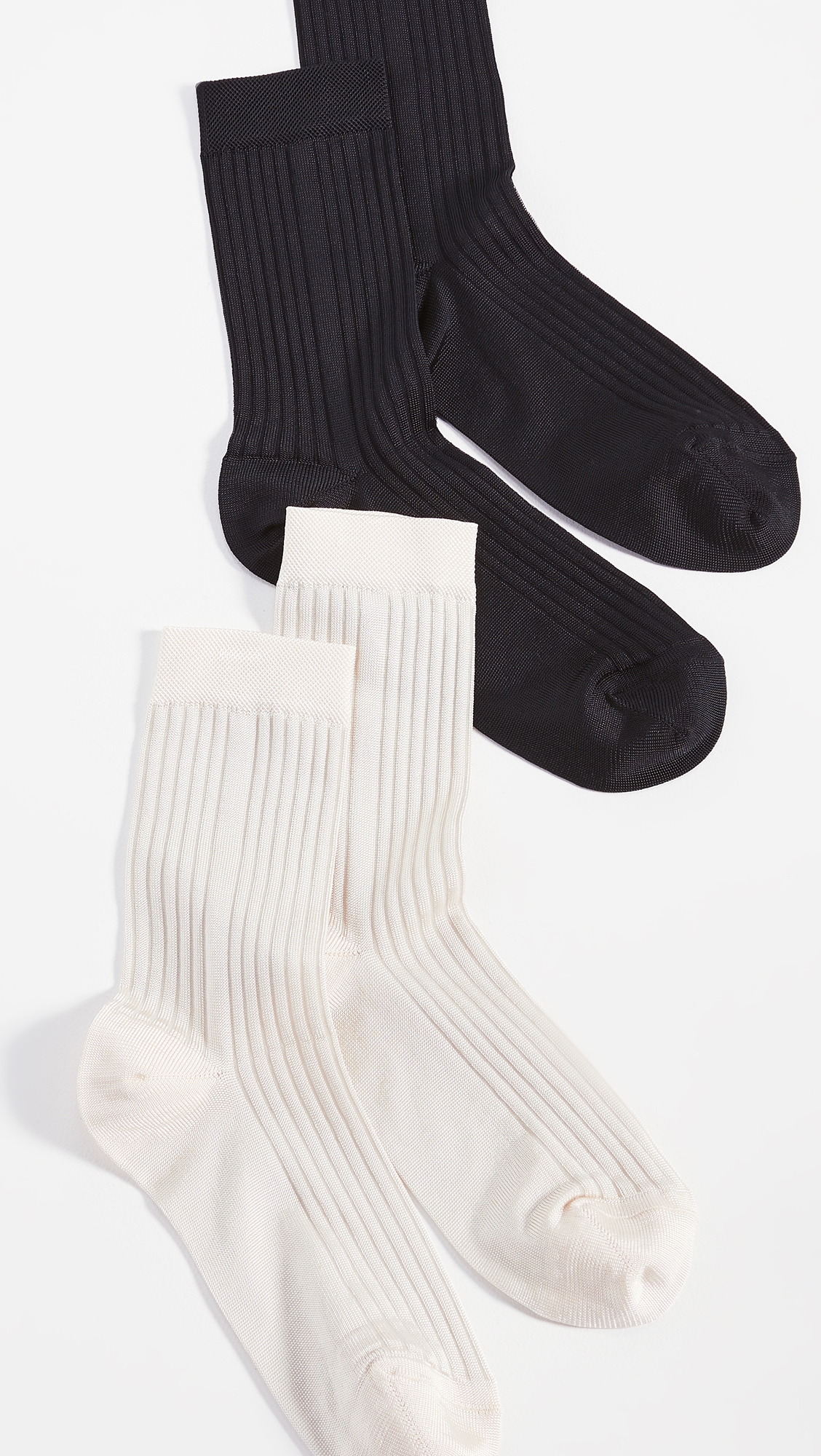 Classic Rib Socks - 2 Pack Offering Black & Ivory One Size