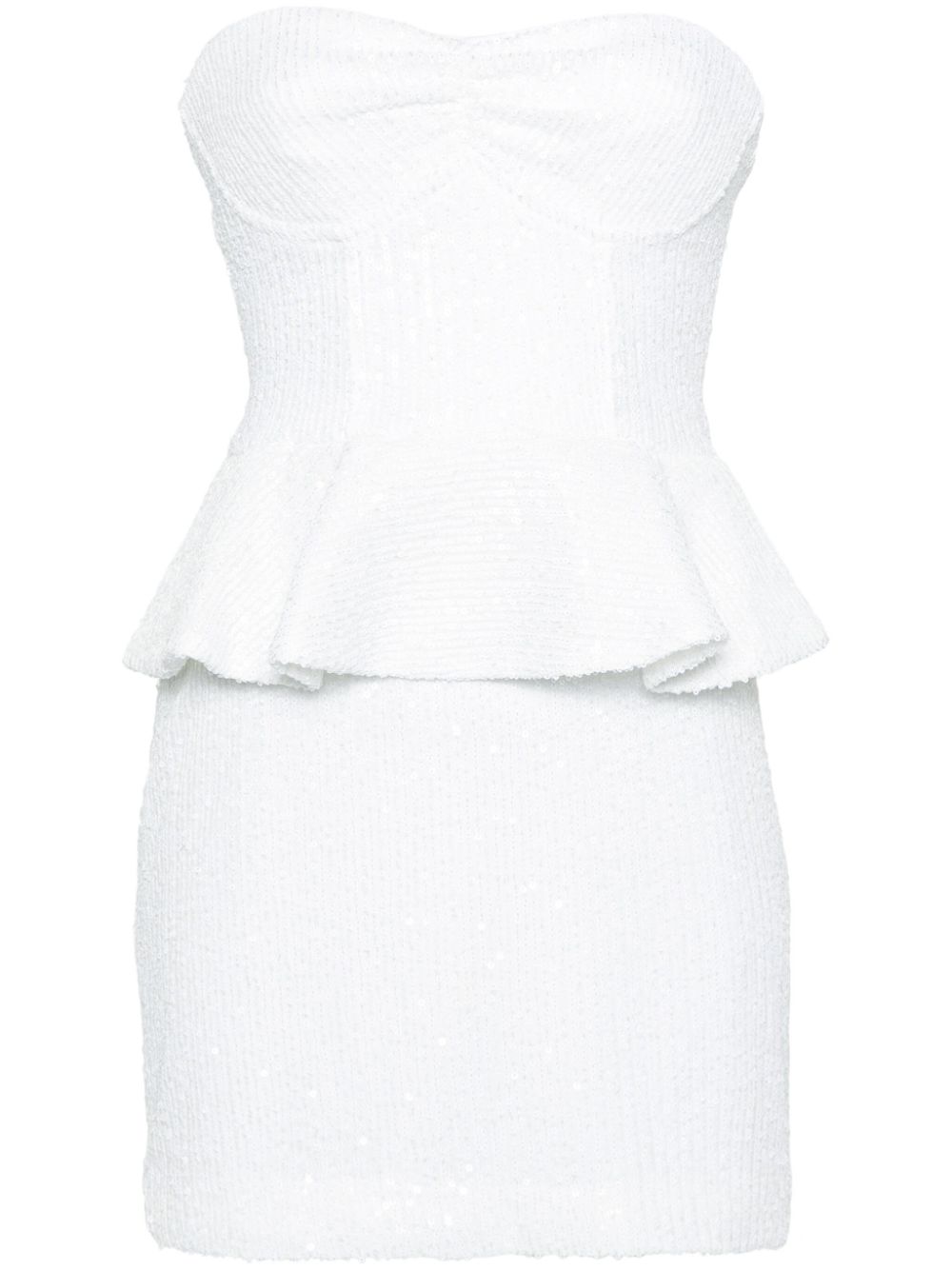 Strapless sequined mini dress - Neutrals