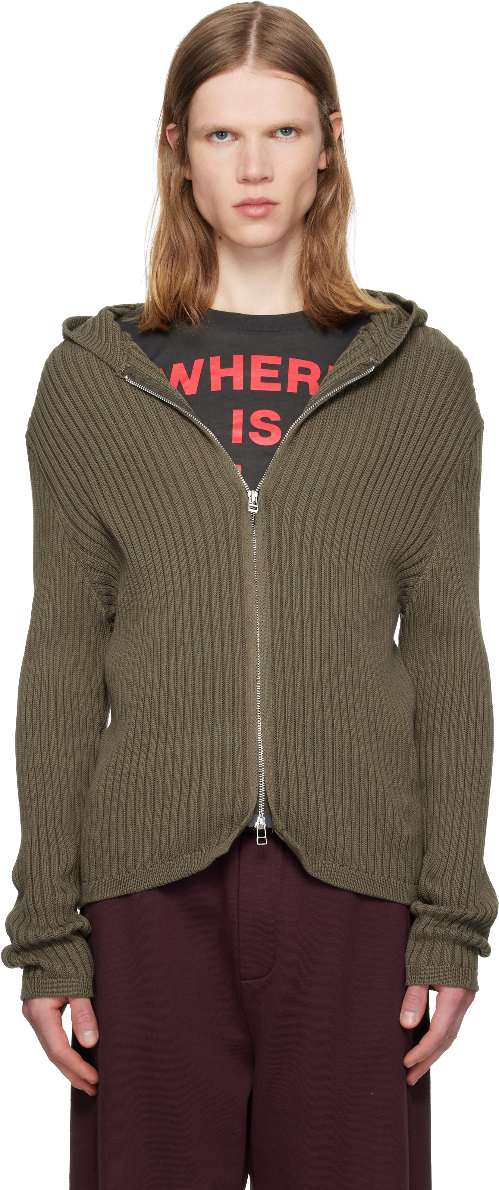 Khaki Knit Hoodie