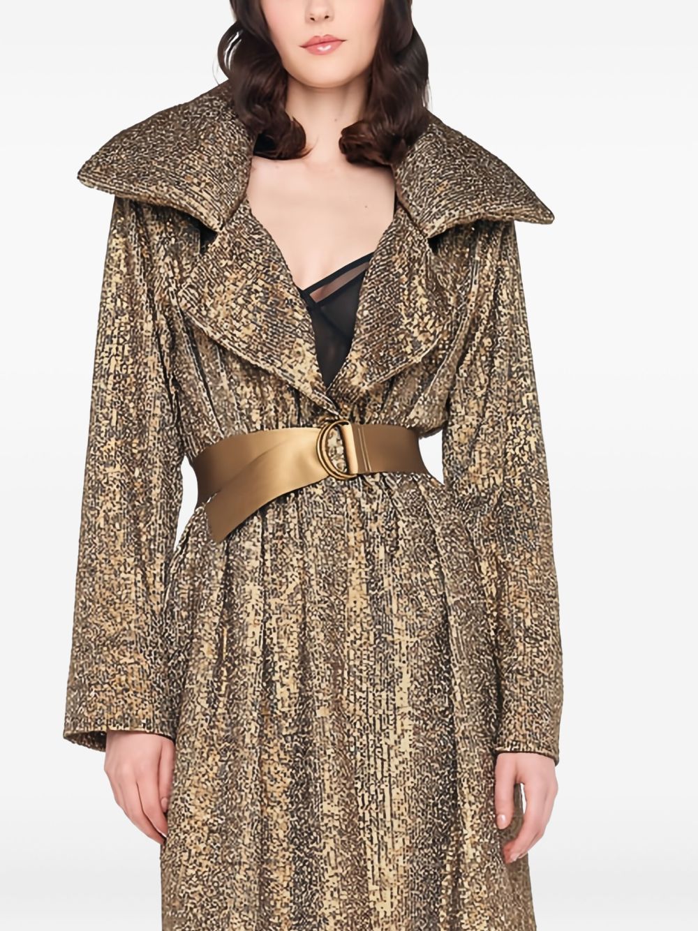 Double-breasted belted coat - Brown