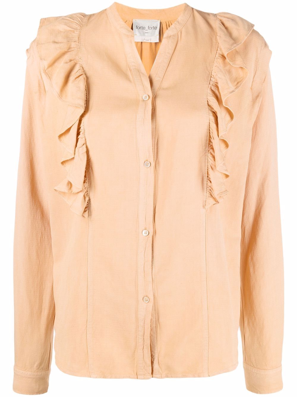 Ruffled-detail V-neck blouse - Orange