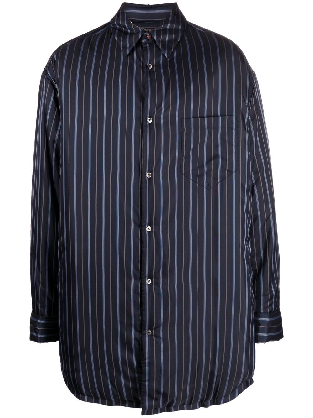 Padded stripe-print coat - Blue