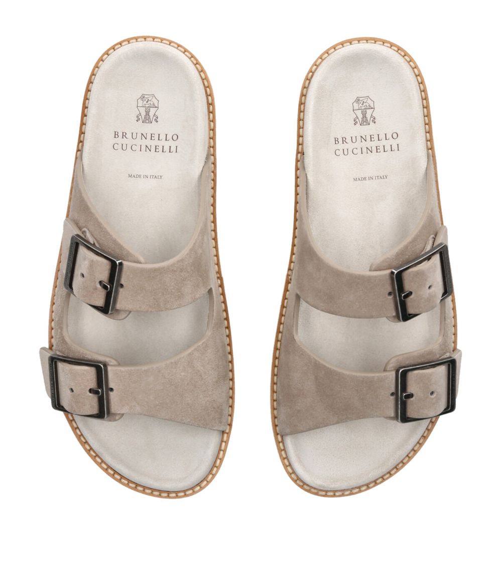 Suede Double-Strap Sandals