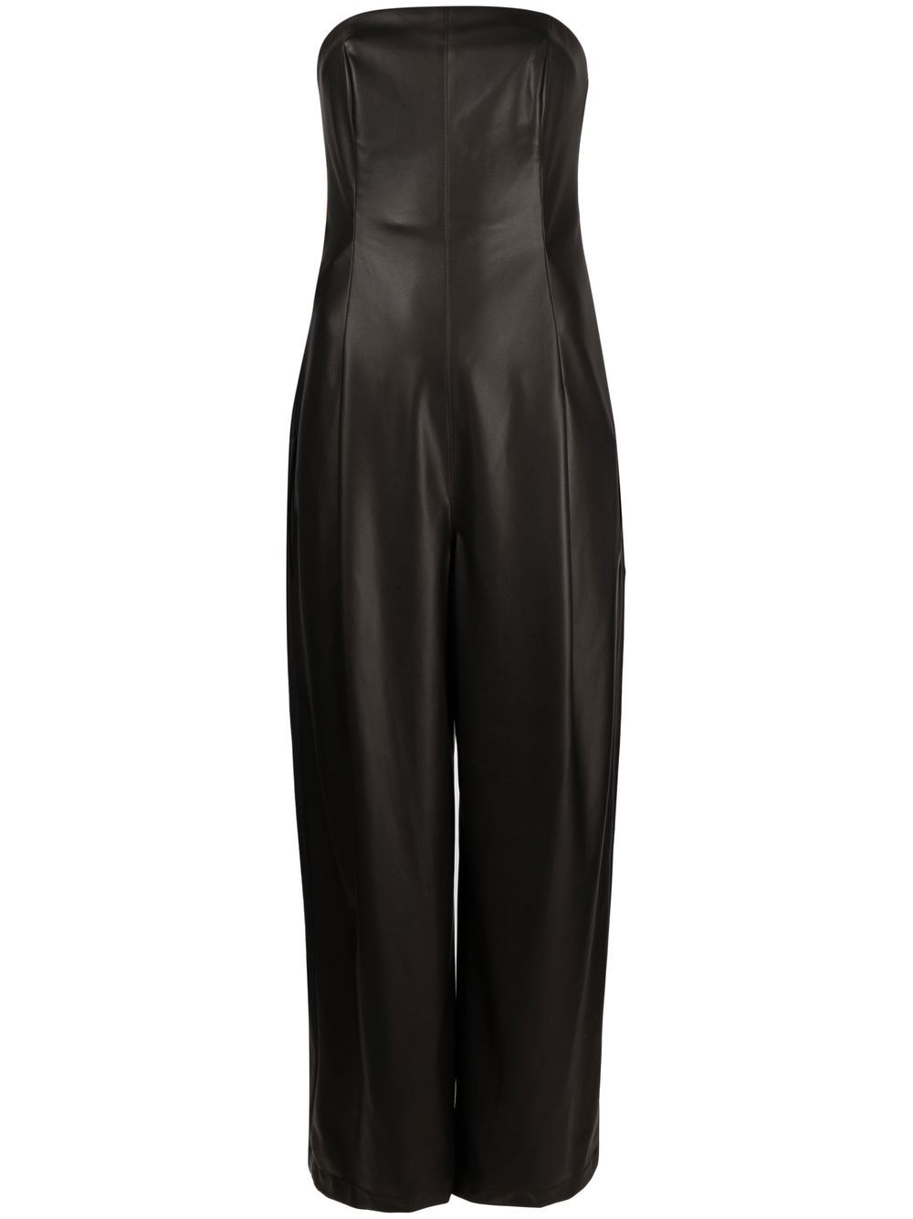 Strapless wide-leg faux-leather jumpsuit - Black