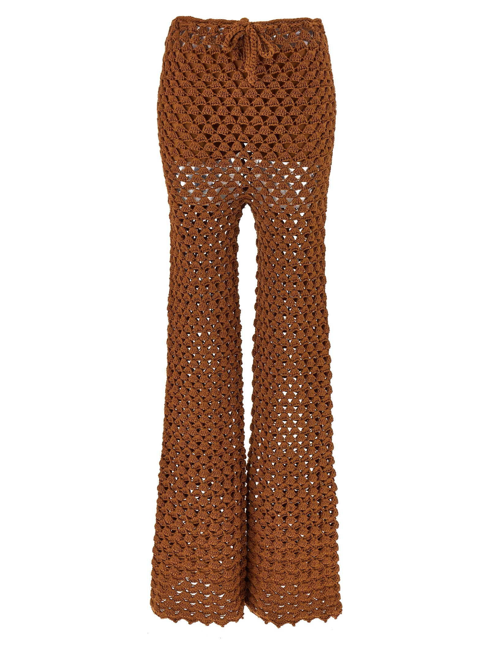 Crochet Cotton Trousers — Brown