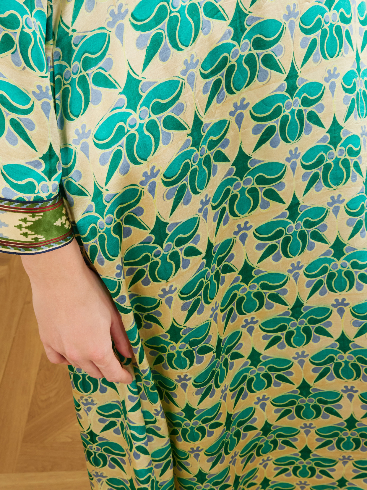 Jenna Jewelry Mare Printed Silk-satin Midi Dress - Turquoise