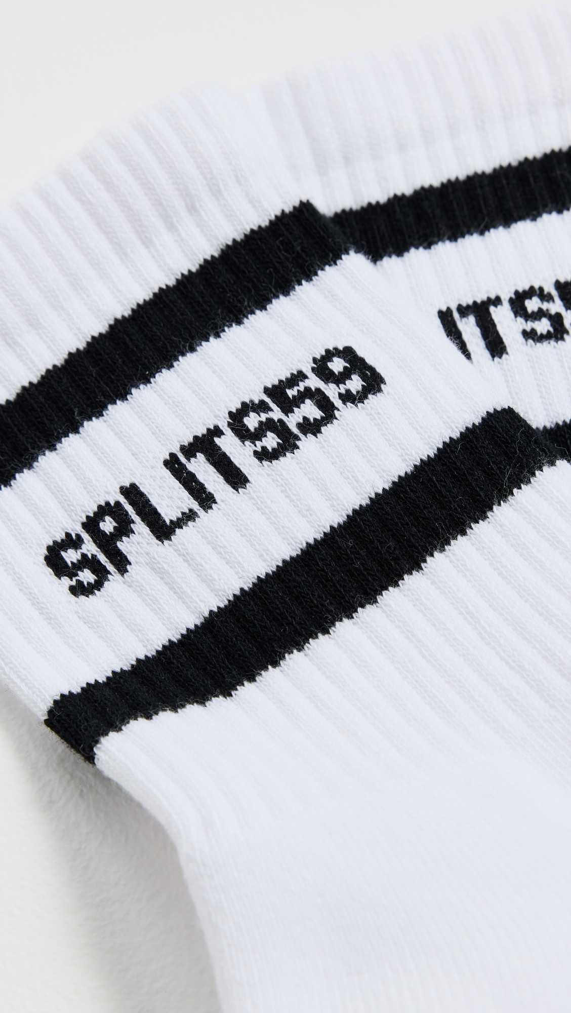 Splits59 Logo Stripe Quarter Socks with Grip White/Black One Size