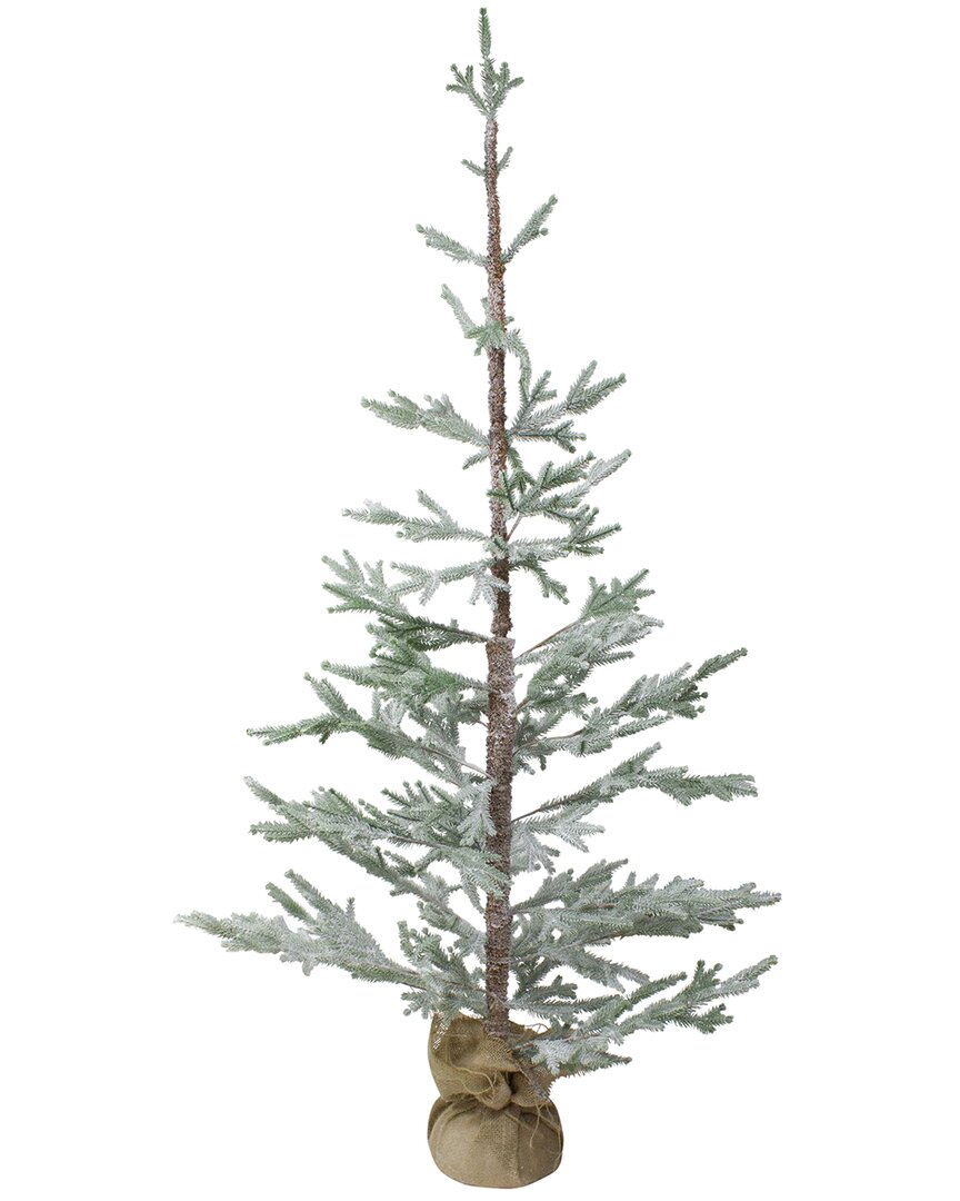 Northlight 5ft Snow Covered Slim Pine Artificial Christmas Tree With Jute Base- Unlit