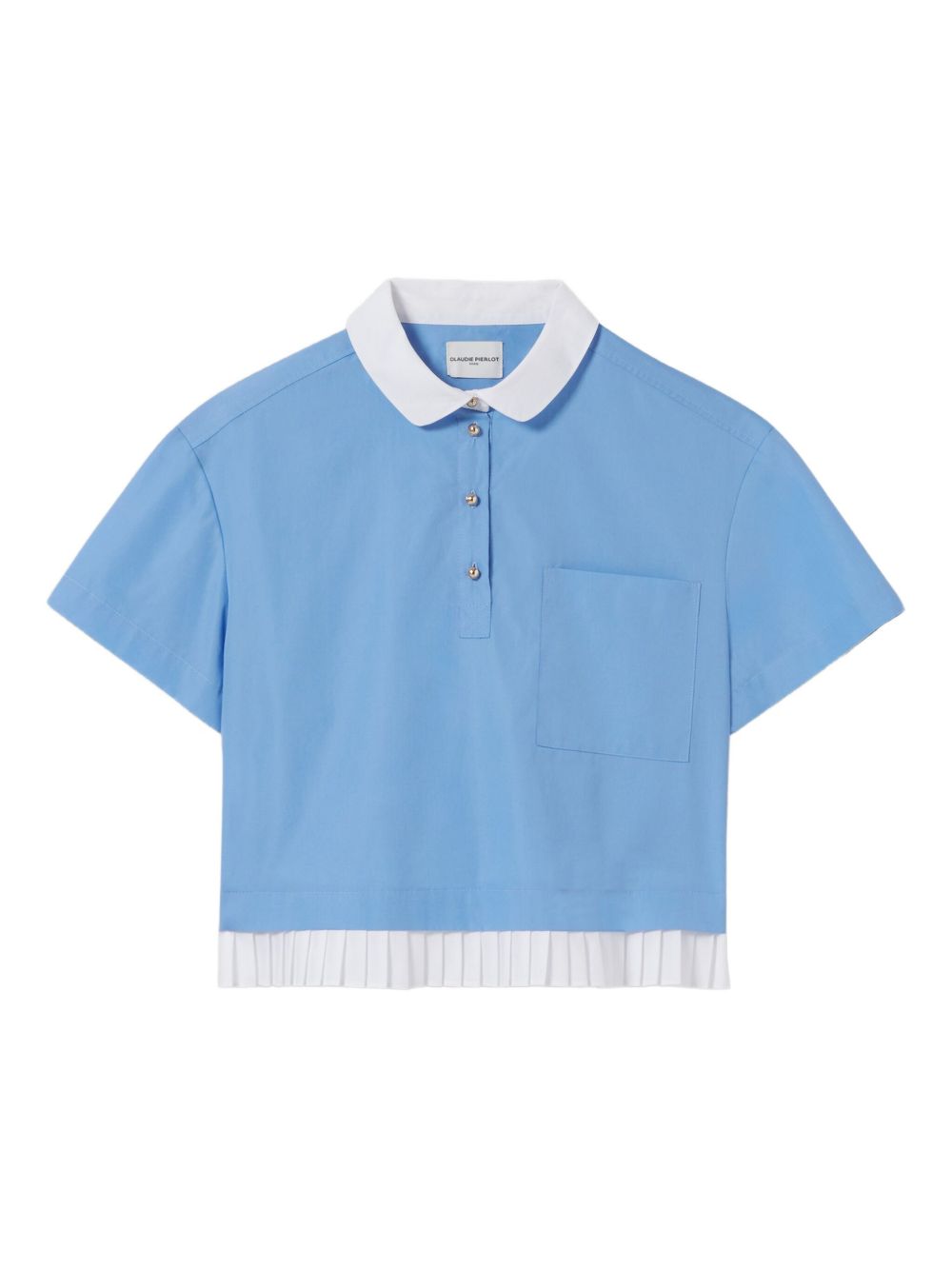 Collared cropped blouse - Blue