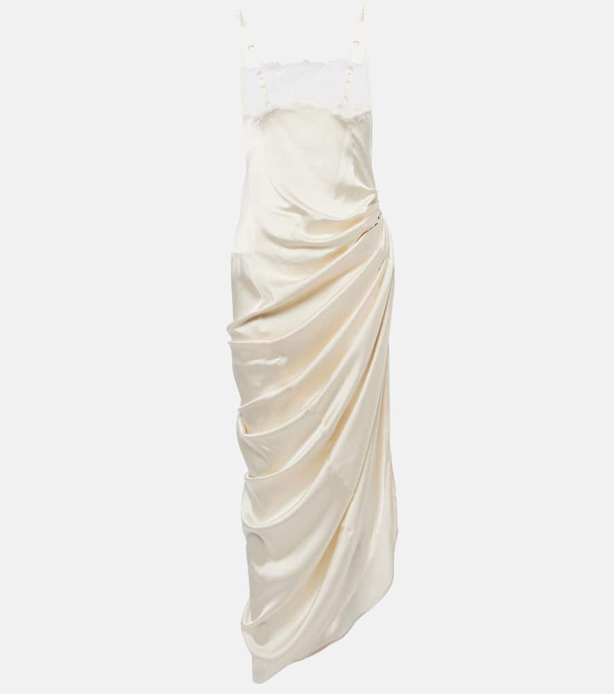 La Saudade Brodée satin slip dress