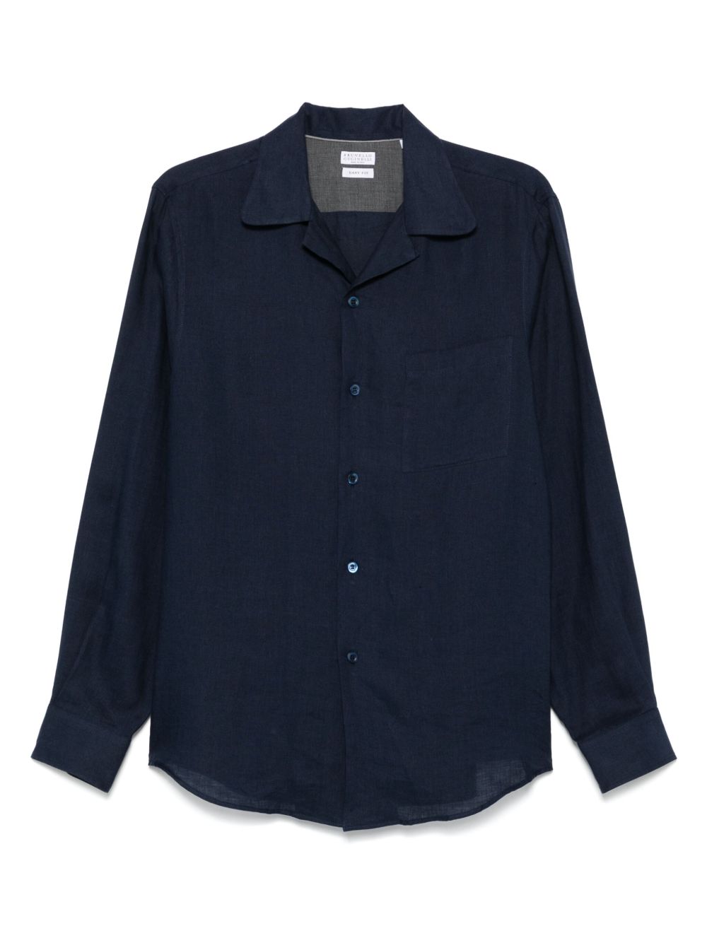 Brunello Cucinelli camp-collar chest-pocket shirt - Blue
