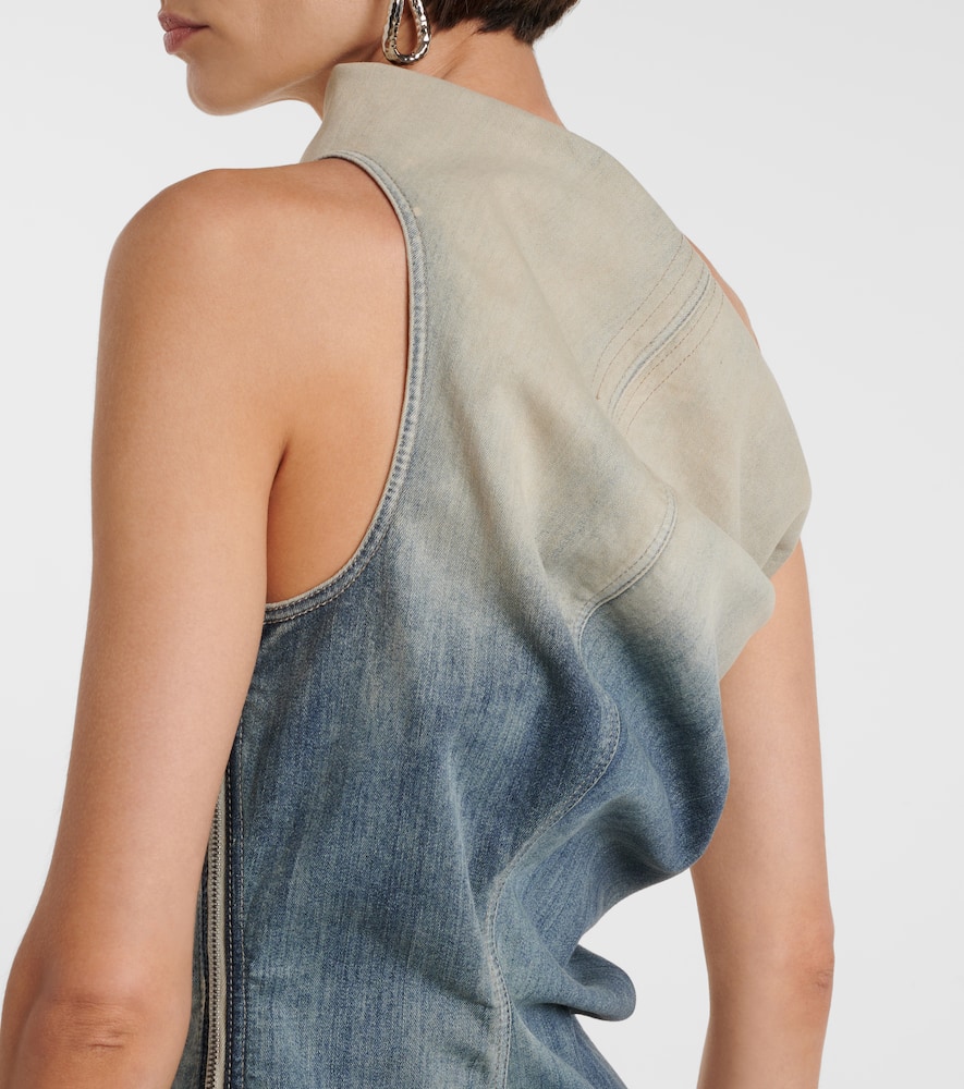 Athena one-shoulder denim midi dress