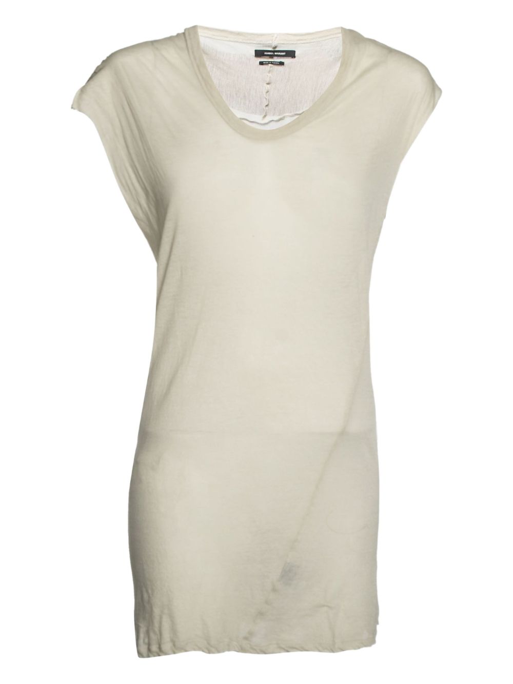 Scoop-neck cap-sleeve dress - Neutrals