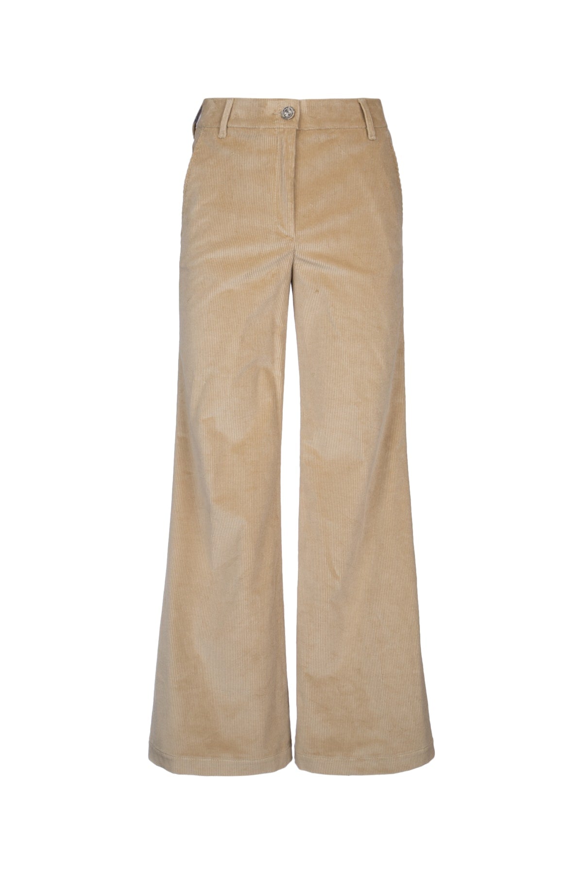 Cotton-Elastane Corduroy Trousers — Beige