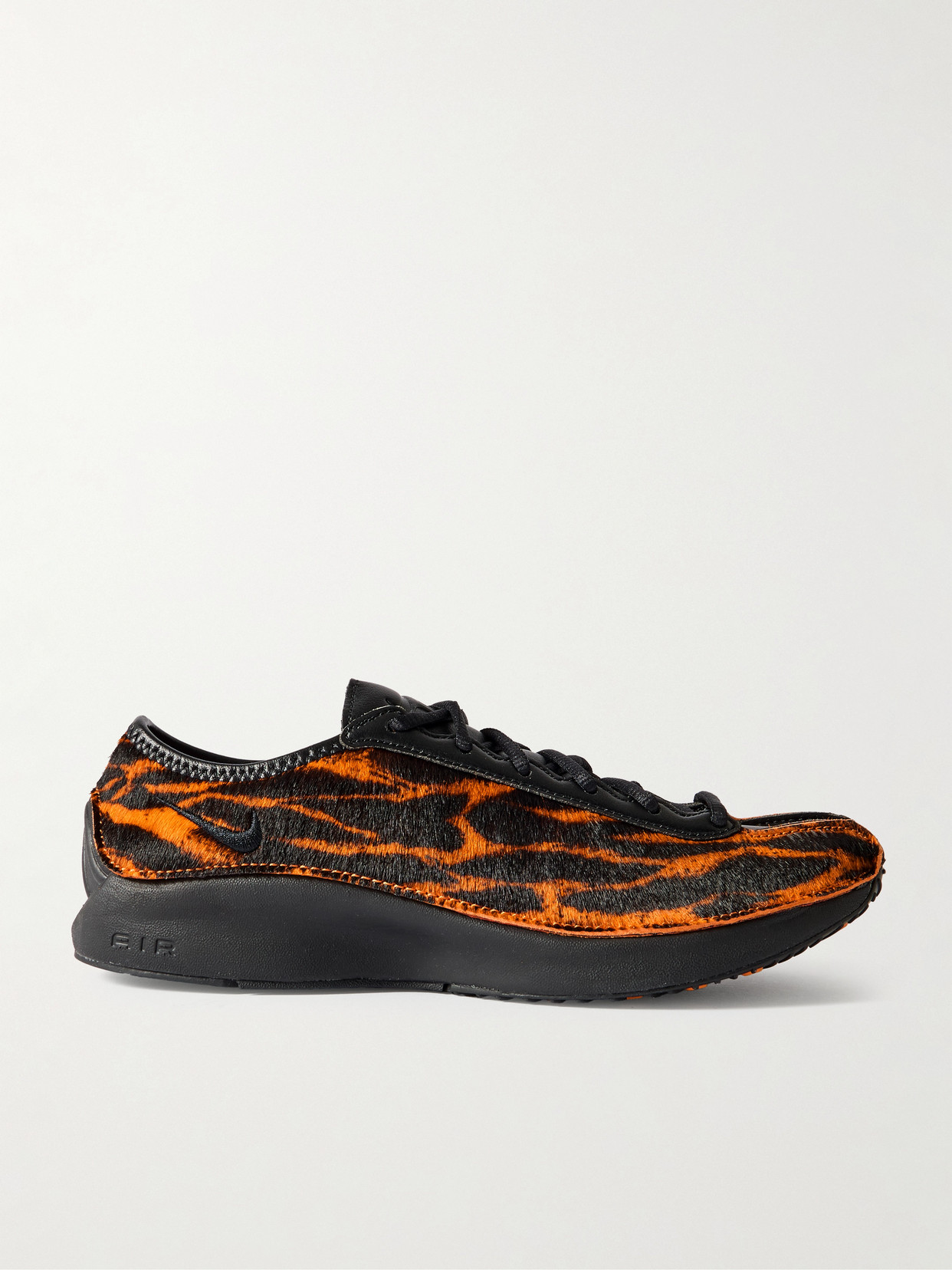 Air Superfly Lx Cheetah-print Calf Hair And Leather Sneakers - Orange
