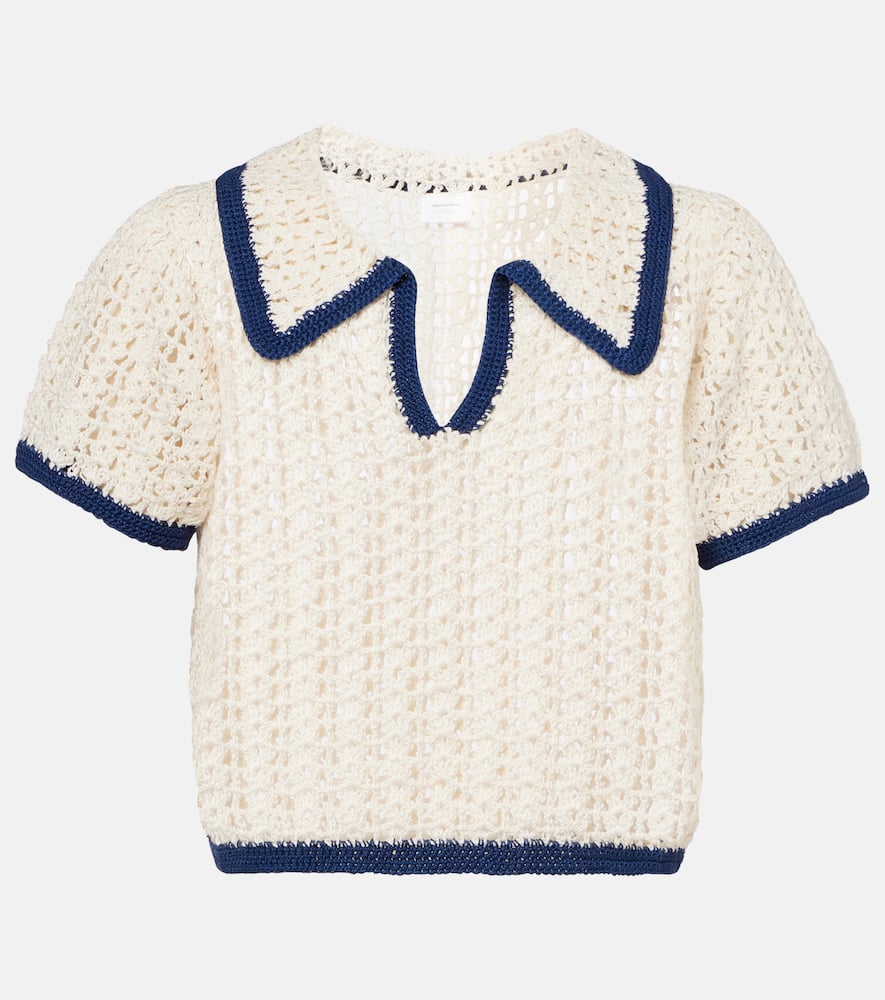 Coastal crochet cotton polo shirt