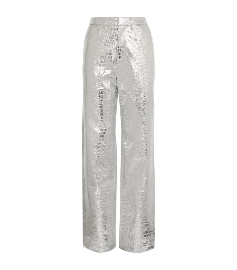 Croc Embossed Wide-Leg Trousers