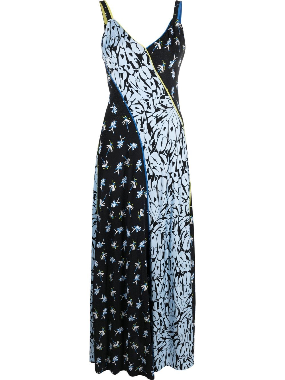 Floral-print patchwork dress - Blue