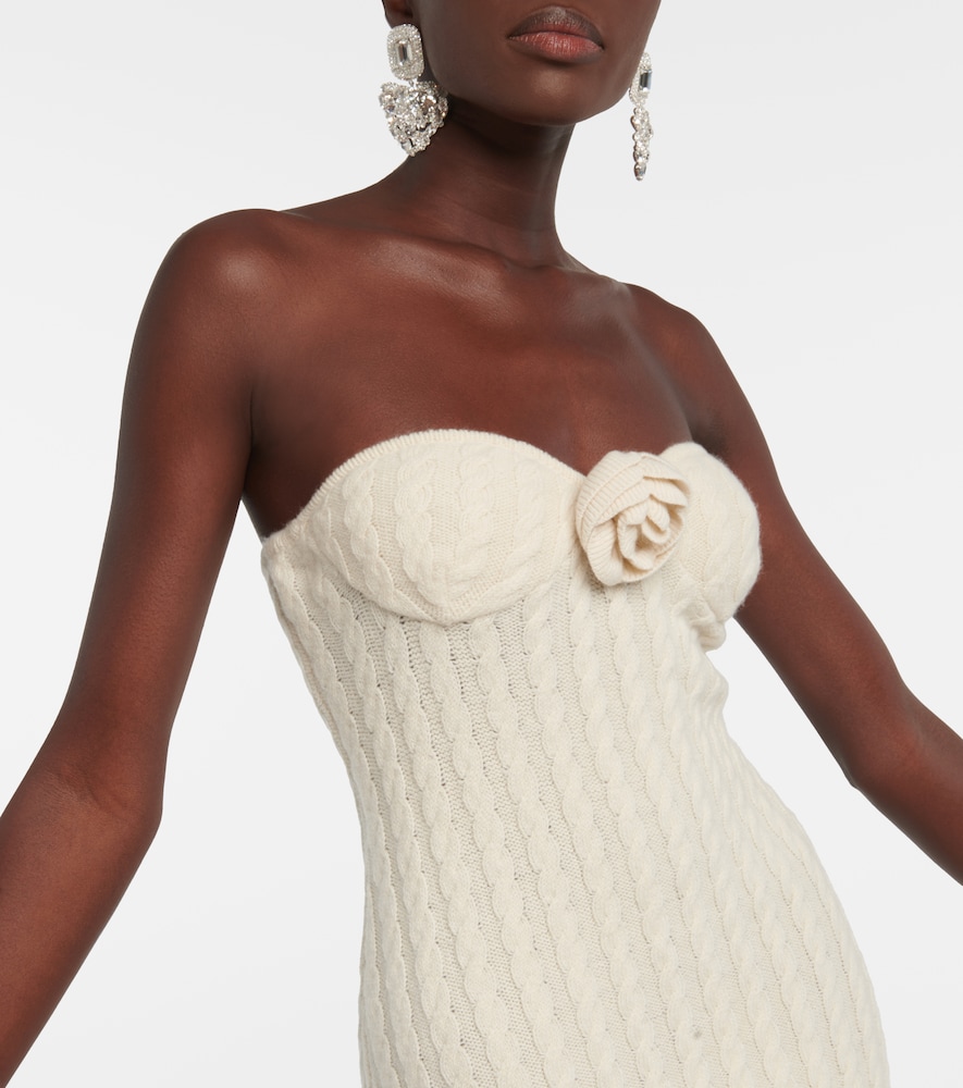 Floral-appliqué strapless minidress