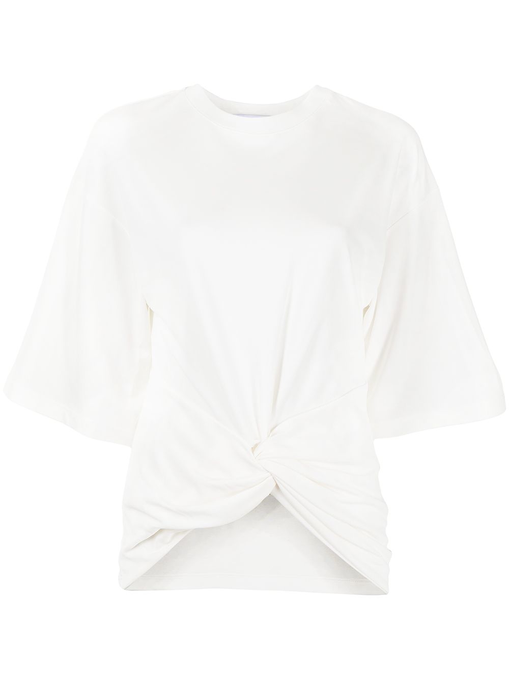 Gathered crew-neck T-shirt - White