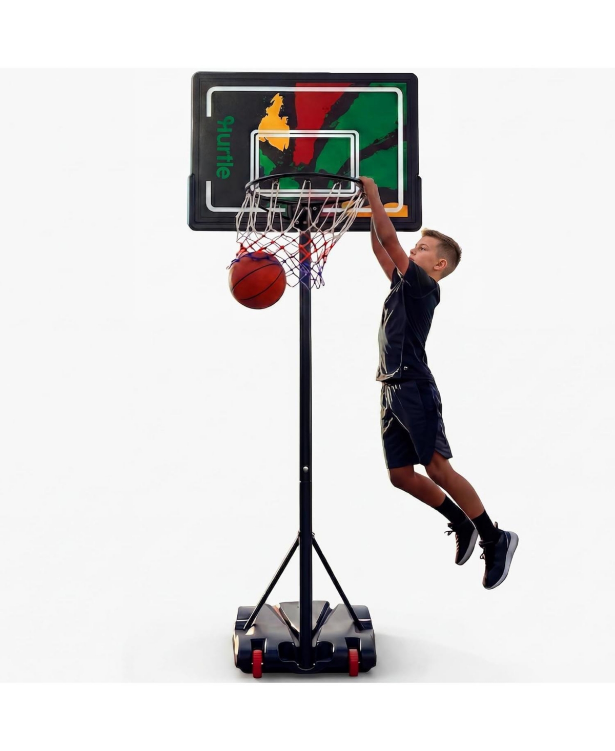 Kids Portable Basketball Hoop â Adjustable Indoor Outdoor Basketball Goal with Wheels and Backboard for Kids Play