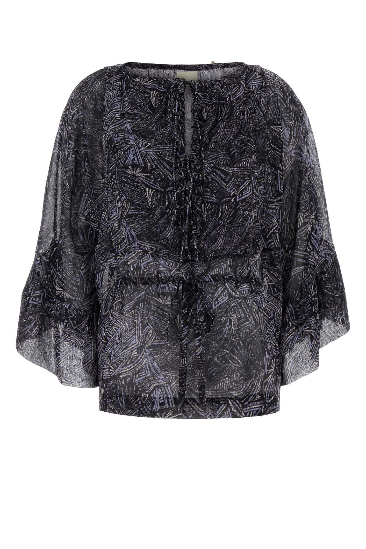 Patterned Silk Blouse — Black