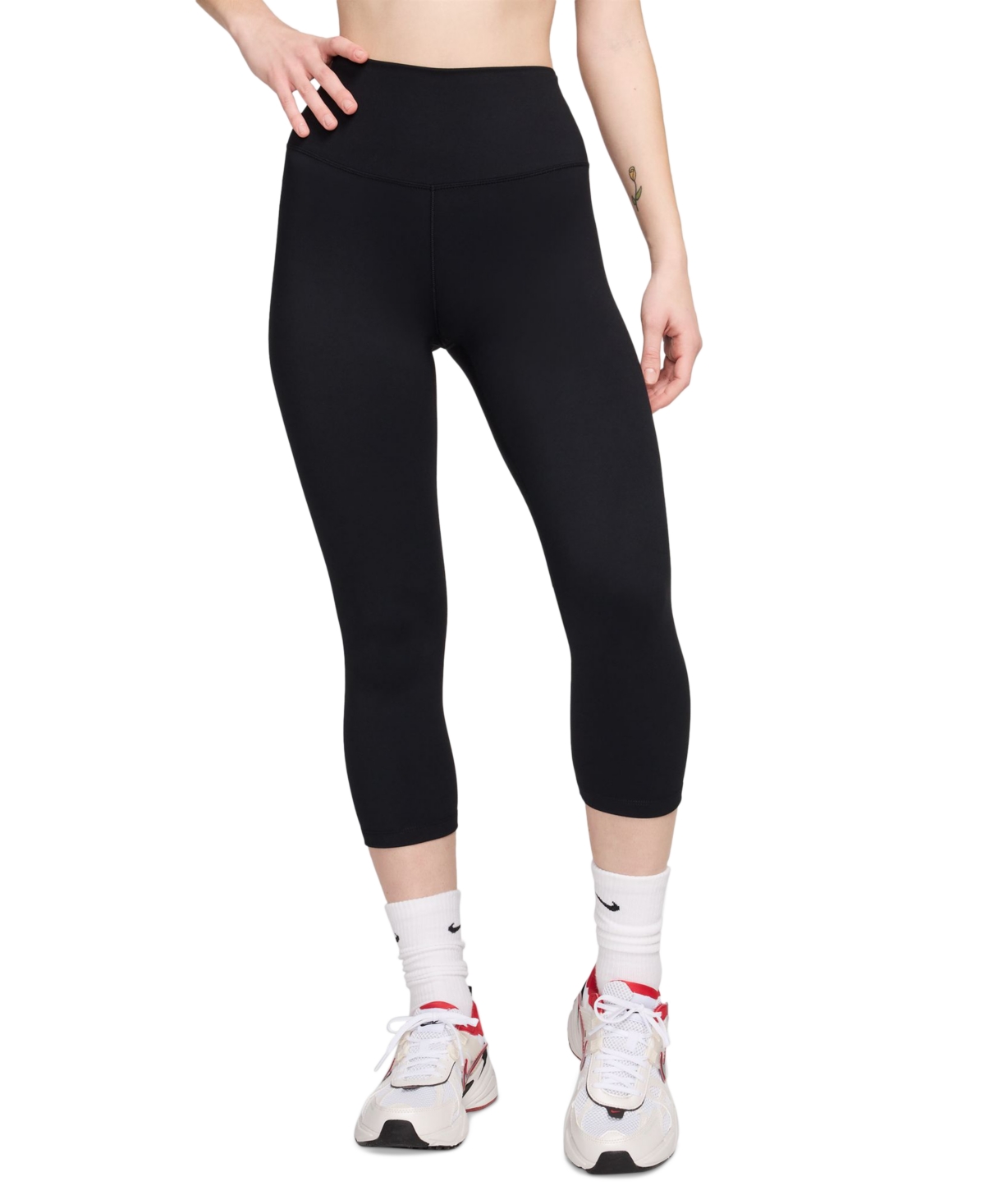 Women's One High-Waisted Cropped-Length Leggings - Black/black