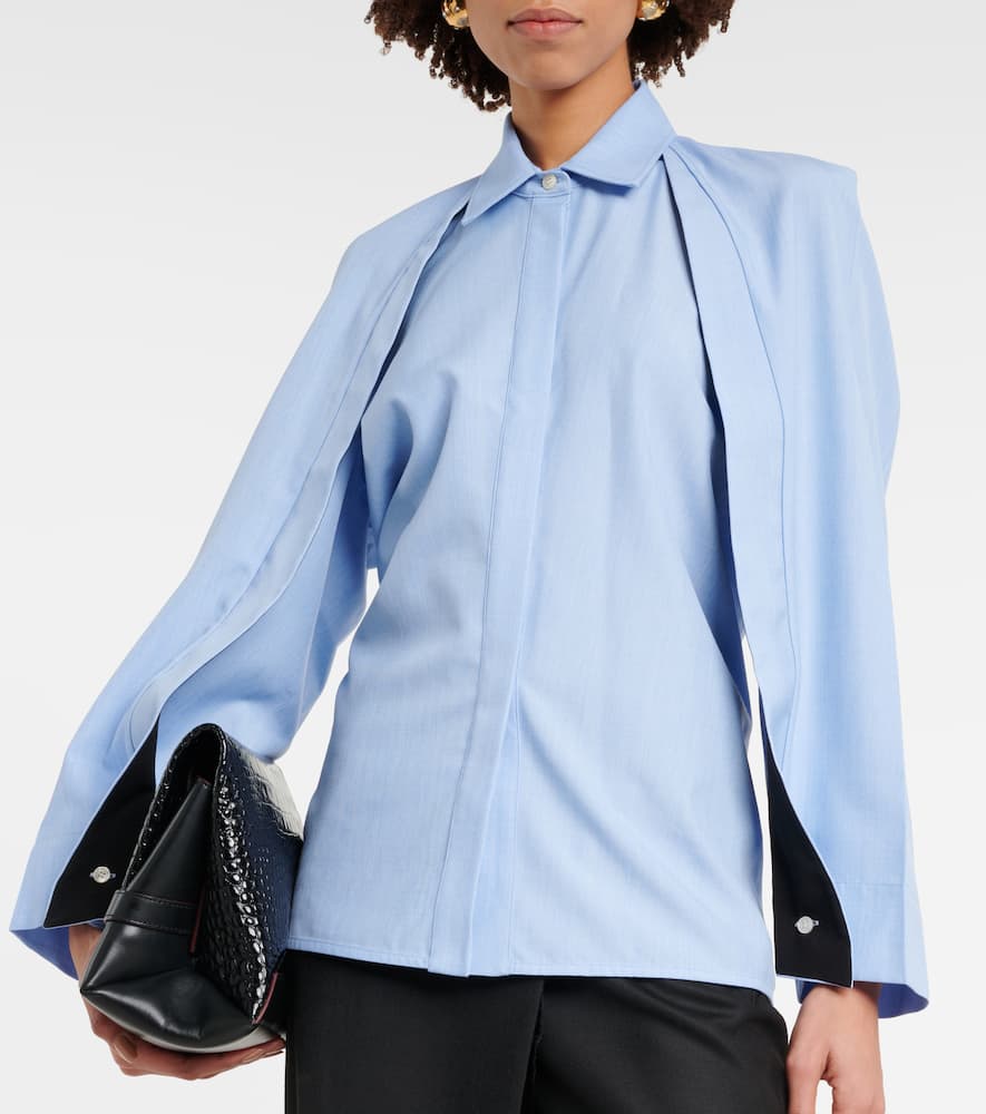 Caped virgin wool blouse