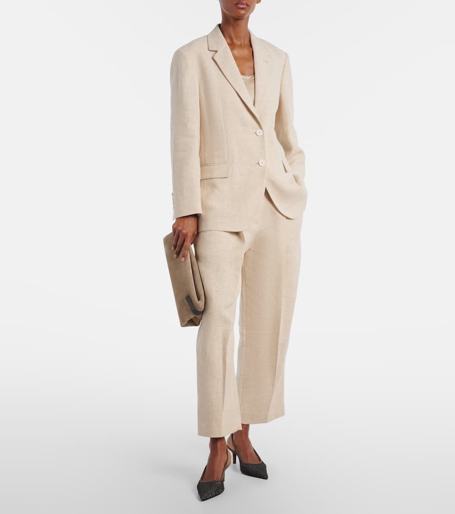 Linen-blend blazer